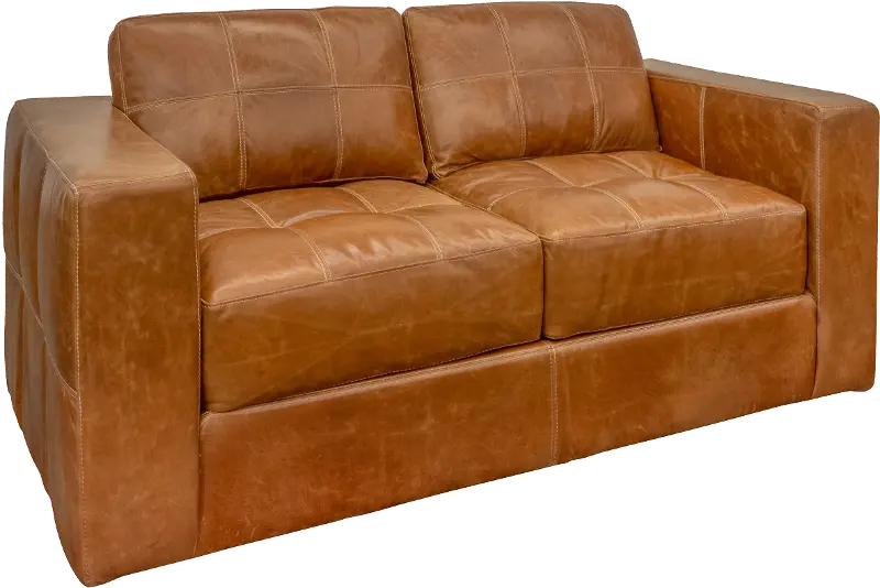 Sunset Light Brown Leather Loveseat