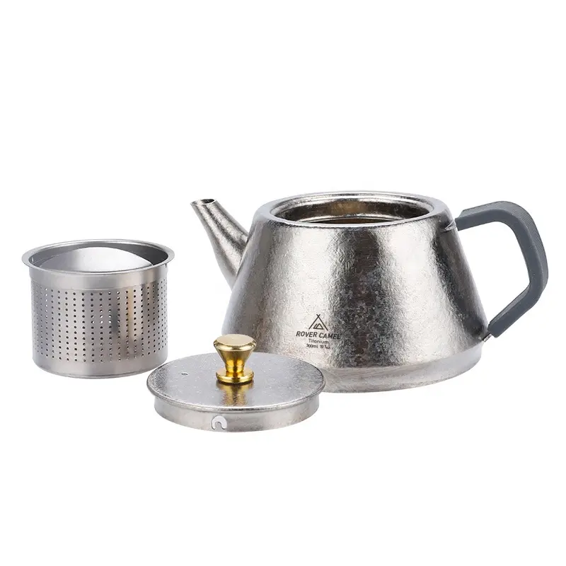 Travel Outdoor Accessories Teapot drinkware Titanium Teacup Set with Tea Caddy   Cups   Carry Bag Double Layer Tea Maker