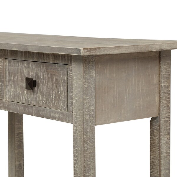 Brushed Texture Entryway Table Console Table with Drawers and Bottom Shelf