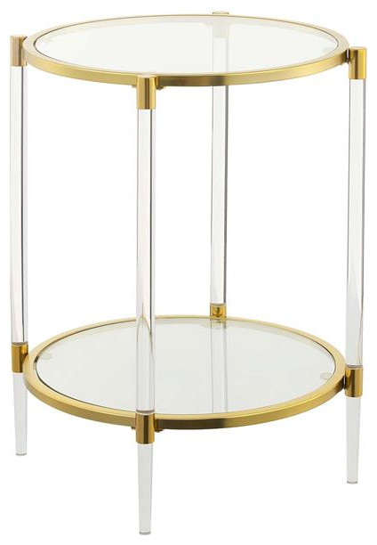 Convenience Concepts Royal Crest Acrylic Clear Glass End Table with Gold Frame   Midcentury   Side Tables And End Tables   by Homesquare  Houzz