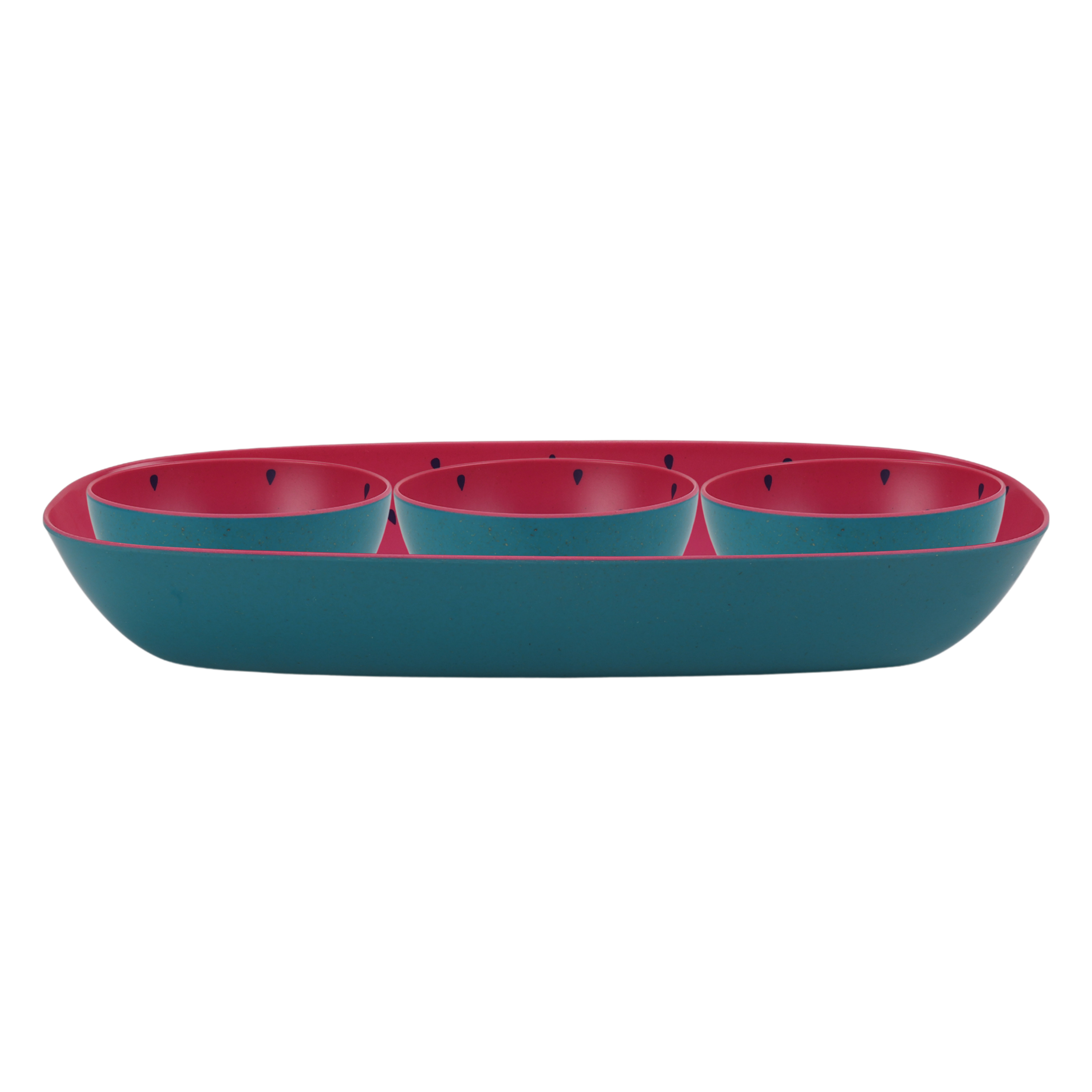 Mainstays Eco-Friendly Bamboo Melamine Condiment Serveware Bowl Set， Watermelon