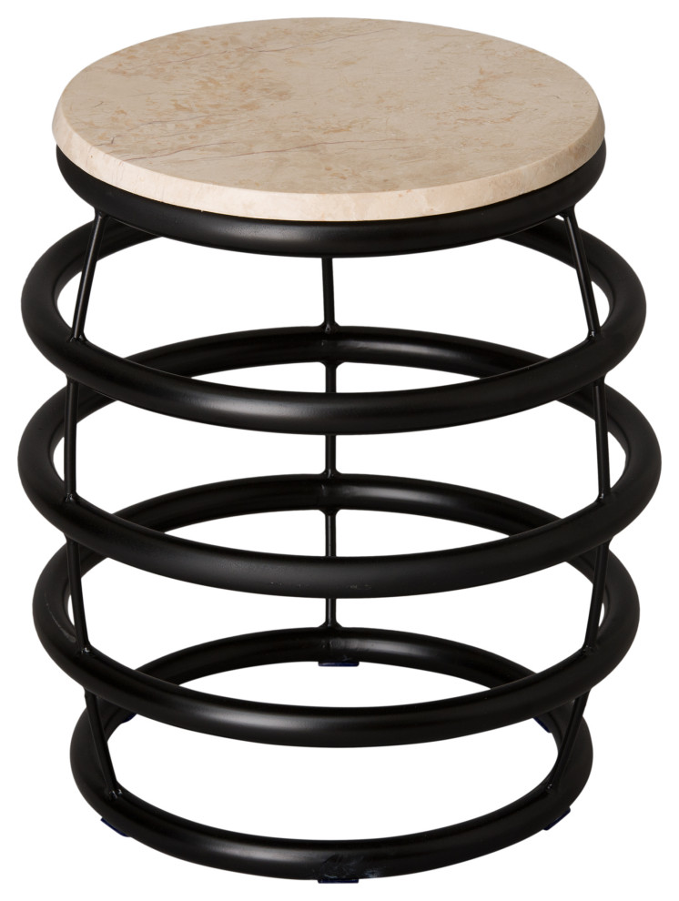 19 In Black Metal Rings Stool With White Granite Top   Transitional   Accent And Garden Stools   by HedgeApple  Houzz