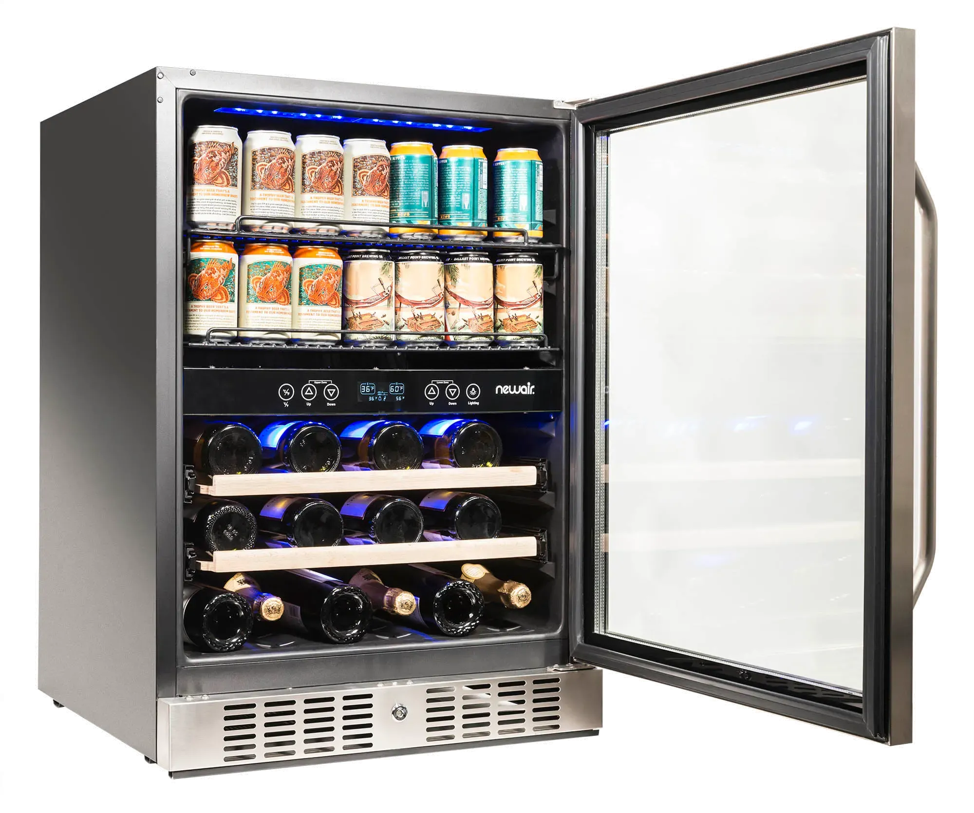 NewAir Dual Zone Beverage and Wine Cooler - Stainless Steel