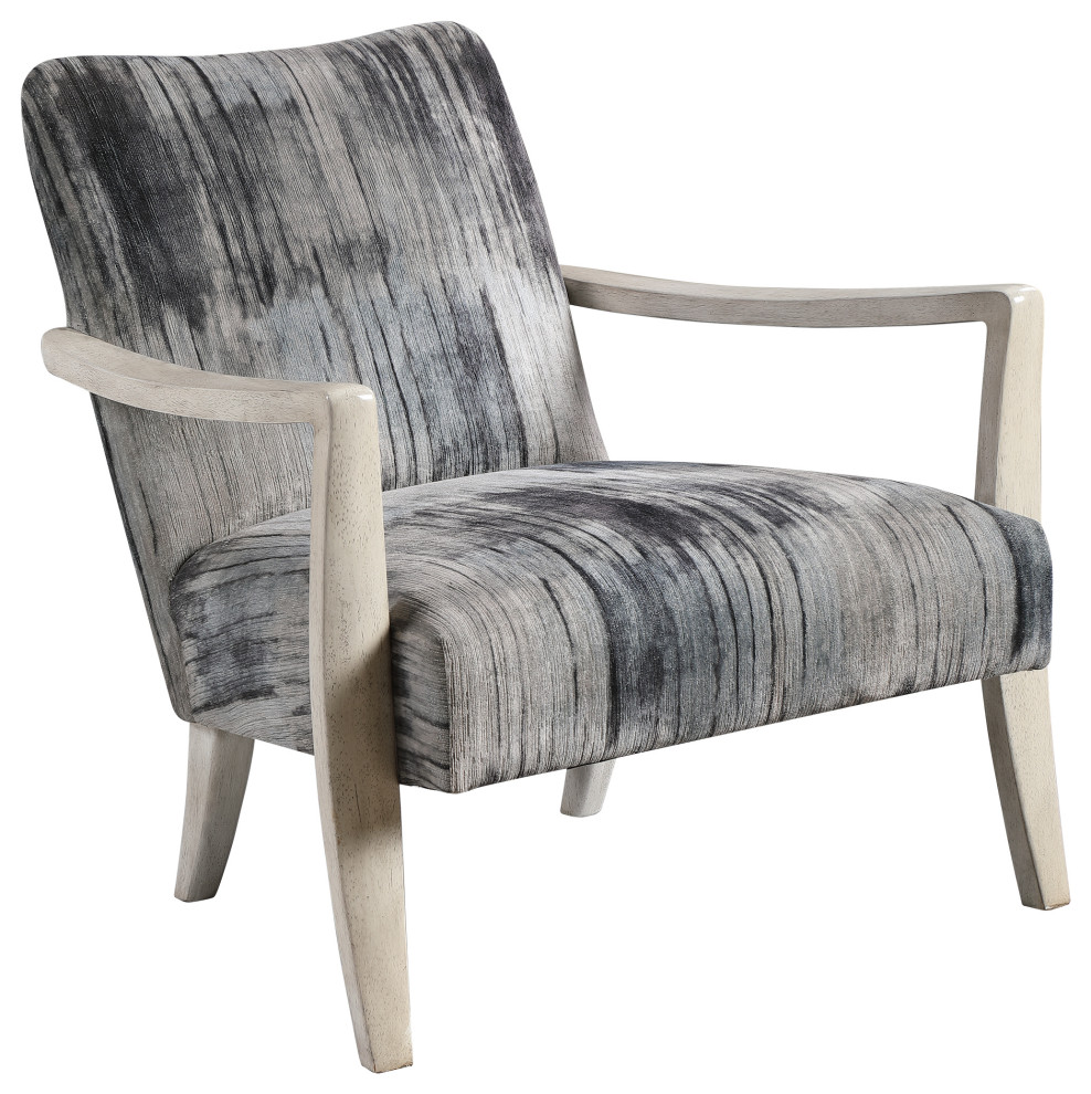 Watercolor Gray Chenille Accent Chair   Farmhouse   Armchairs And Accent Chairs   by Ownax  Houzz