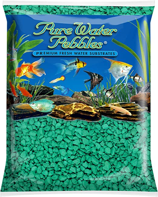 Pure Water Pebbles Aquarium Gravel - Neon Green 5 lbs (3.1-6.3 mm Grain)