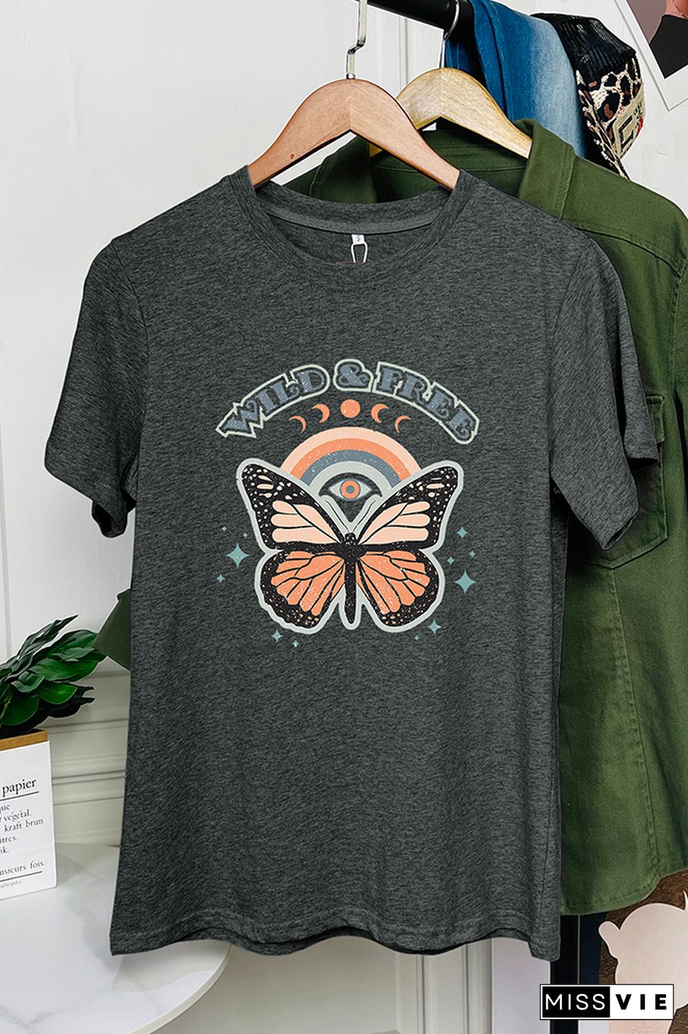 Wild and Free,Butterfly Graphic Tee Wholesale