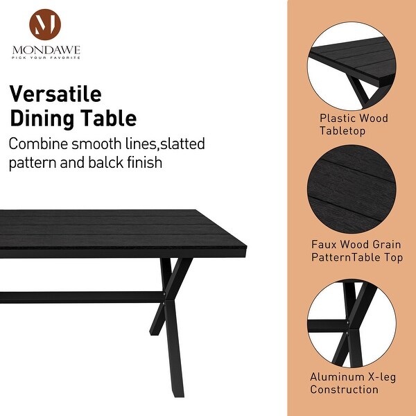 Rectangular Outdoor Dining Table with Imitation Wood Grain