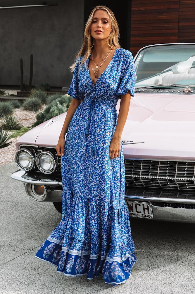 No Letting Go Maxi Dress Blue