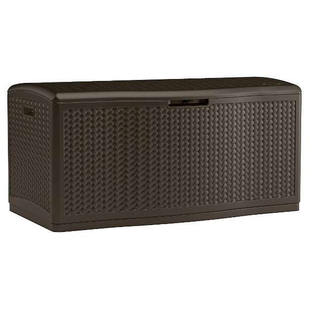 124gal Resin Wicker Deck Box Brown Suncast