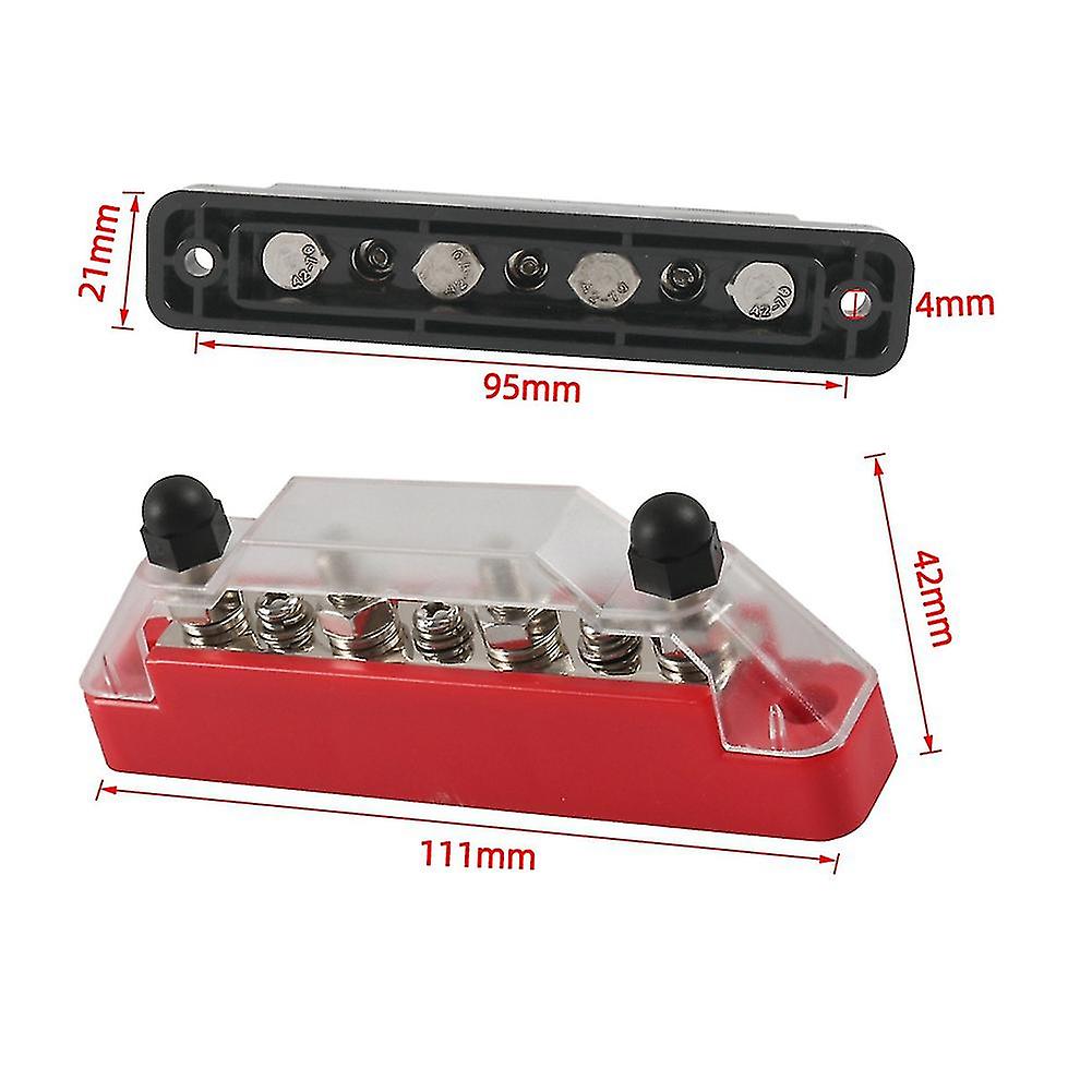 Positive Negative Bus Bar Battery Distribution Block 4 X M6 Car Terminal Block Studs 3 X Terminal B