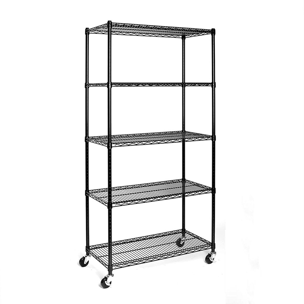 5 Tier NSF Certified Steel Wire Shelving with Wheels