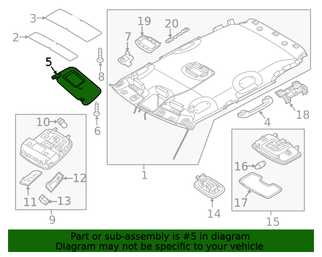 Genuine OE Kia Sun-Visor - 85210-G5830HGC