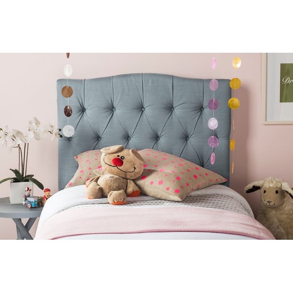 SAFAVIEH Axel Sky Blue Upholstered Tufted Headboard (Twin) - - 11081511