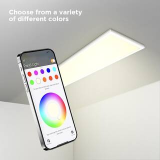 Commercial Electric 1 ft. x 4 ft. Smart Color Selectable RGBW CCT Integrated LED White Flat Panel Ceiling Flush Mount Powered by Hubspace FP1X4RGBWWHAGHD