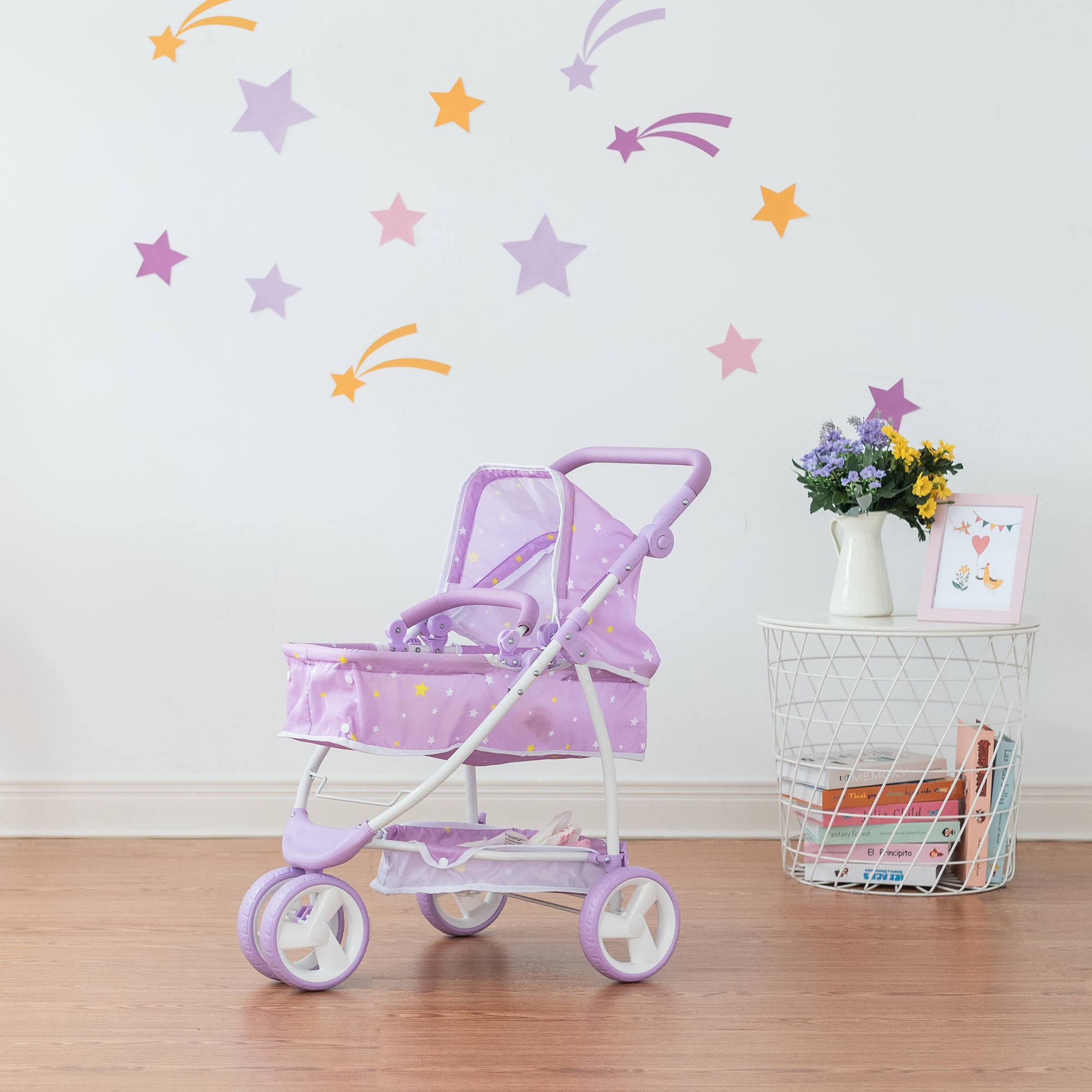 Olivia's Little World Twinkle Stars Princess 2-in-1 Baby Doll Stroller， Purple