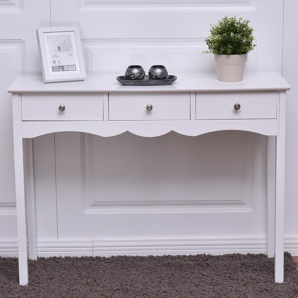 Hall table Side Table with 3 Drawers-White - 39.4