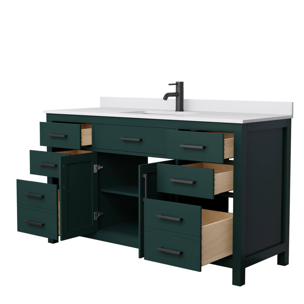 Wyndham Collection Beckett 60 in. W x 22 in. D x 35 in. H Single Sink Bathroom Vanity in Green with White Cultured Marble Top WCG242460SGKWCUNSMXX