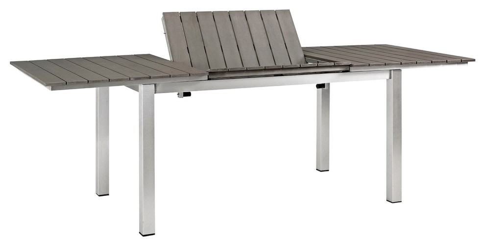 Modern Contemporary Urban Design Outdoor Patio Dining Table  Gray Gray  Aluminum   Contemporary   Outdoor Dining Tables   by House Bound  Houzz