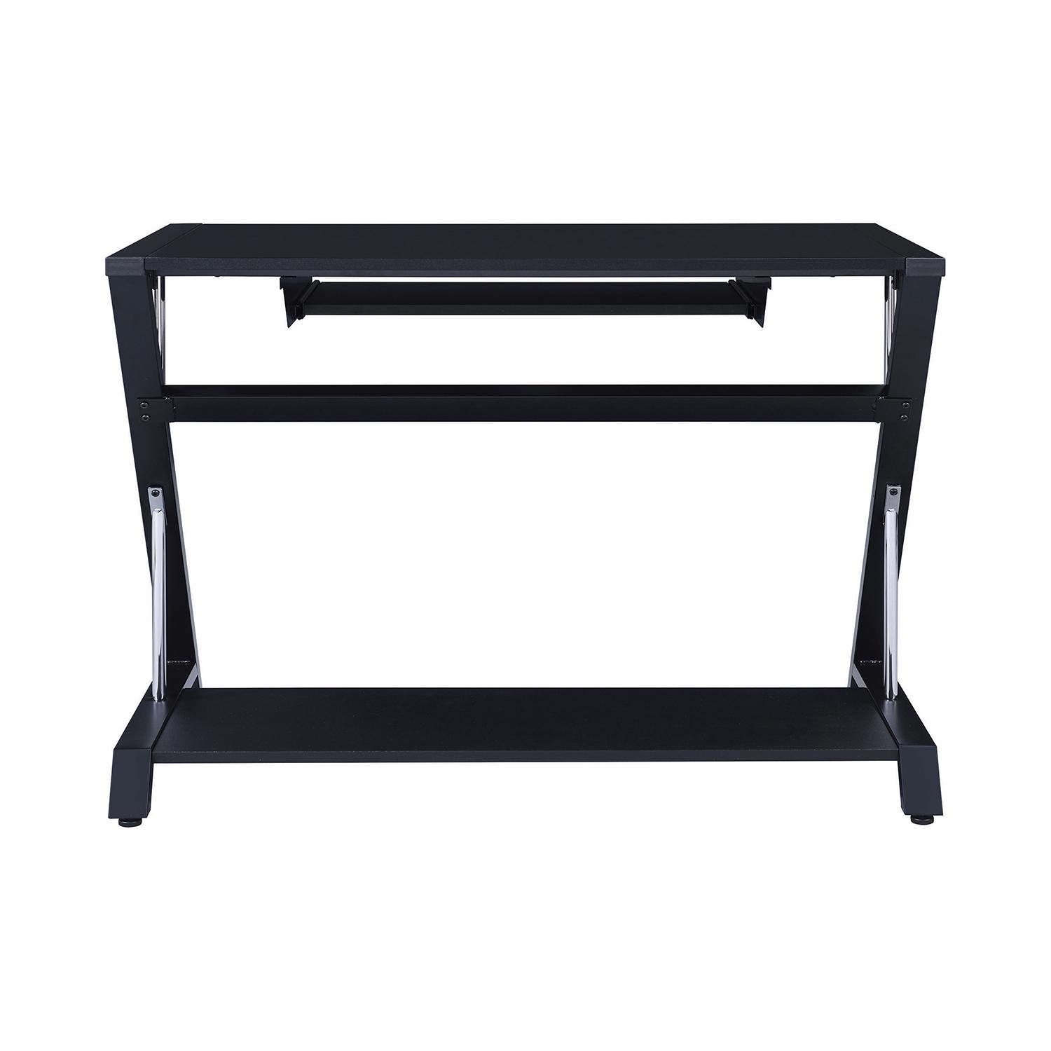 Mallet Computer Desk with Bottom Shelf Black