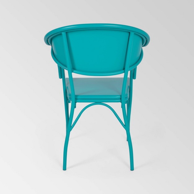 Palm Desert Set Of 2 Iron Modern Dining Chairs Matte Teal Christopher Knight Home