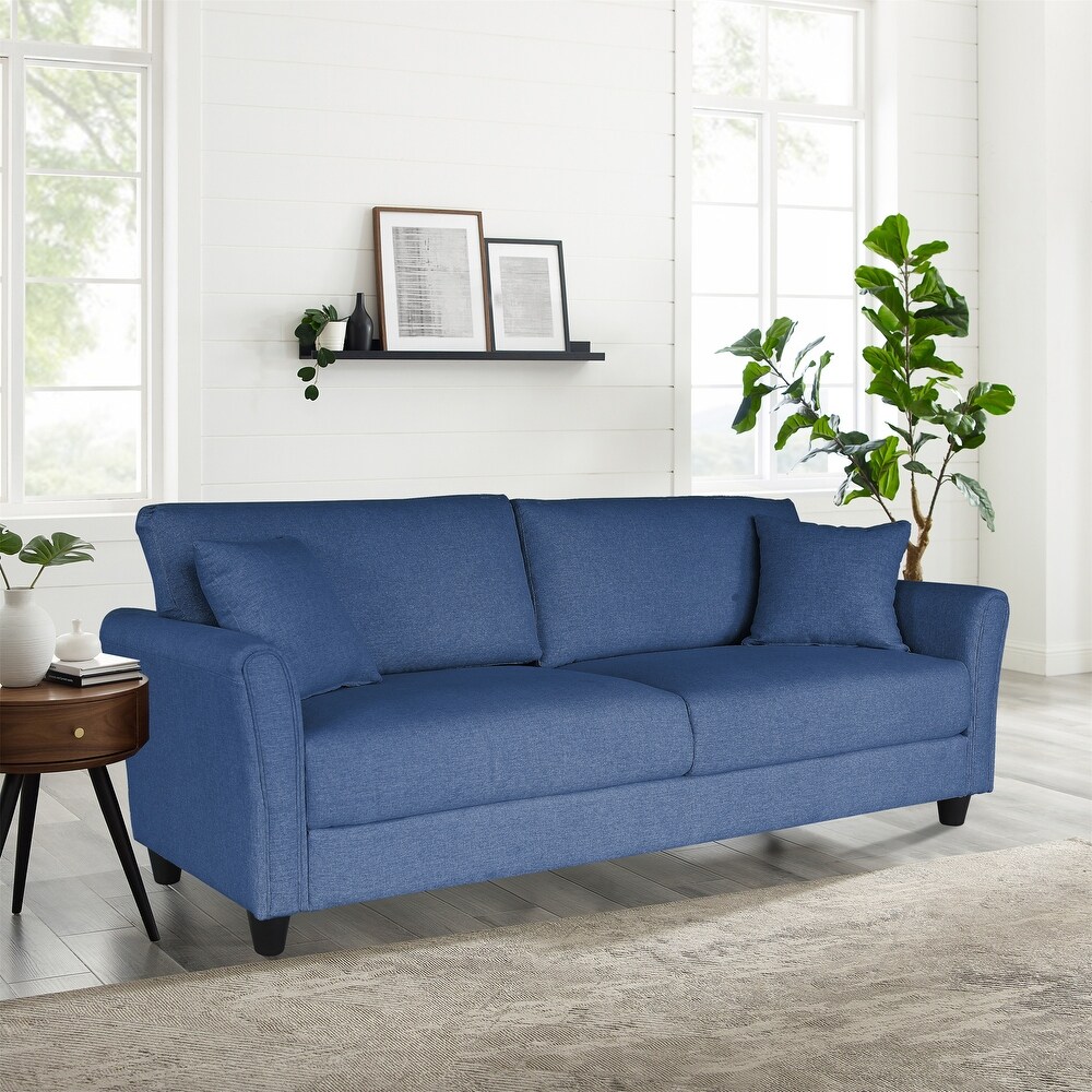 Blue Linen Three seat Sofa