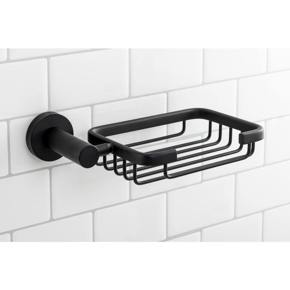 Italia Florence Wall-Mount Soap Basket in Matte Black FL9306