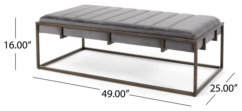 GDF Studio Vassy Modern Velvet Ottoman Bench   Transitional   Footstools And Ottomans   by GDFStudio  Houzz