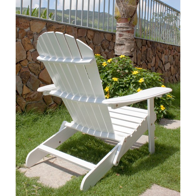 Northbeam Outdoor Garden Portable Foldable Wooden Adirondack Deck Chair With Easy To Fold Design White