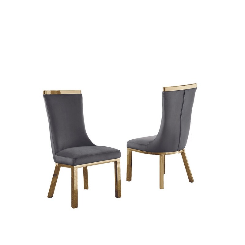 Best Quality Furniture Gold Colored Stainless Steel Dining Chairs (Set of 2)