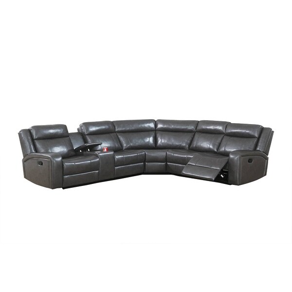 3 Pieces Gel Leatherette Manual Reclining Sectional