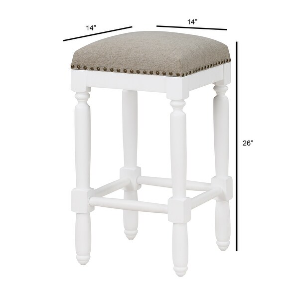 Findley White Counter Stool with Taupe Upholstered Seat by Greyson Living