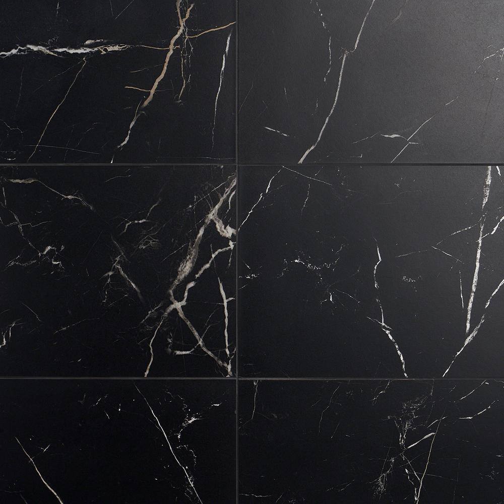 Ivy Hill Tile Marmo Black 11.81 in. x 23.62 in. Matte Marble Look Porcelain Floor and Wall Tile (11.62 sq. ft.Case) EXT3RD101687