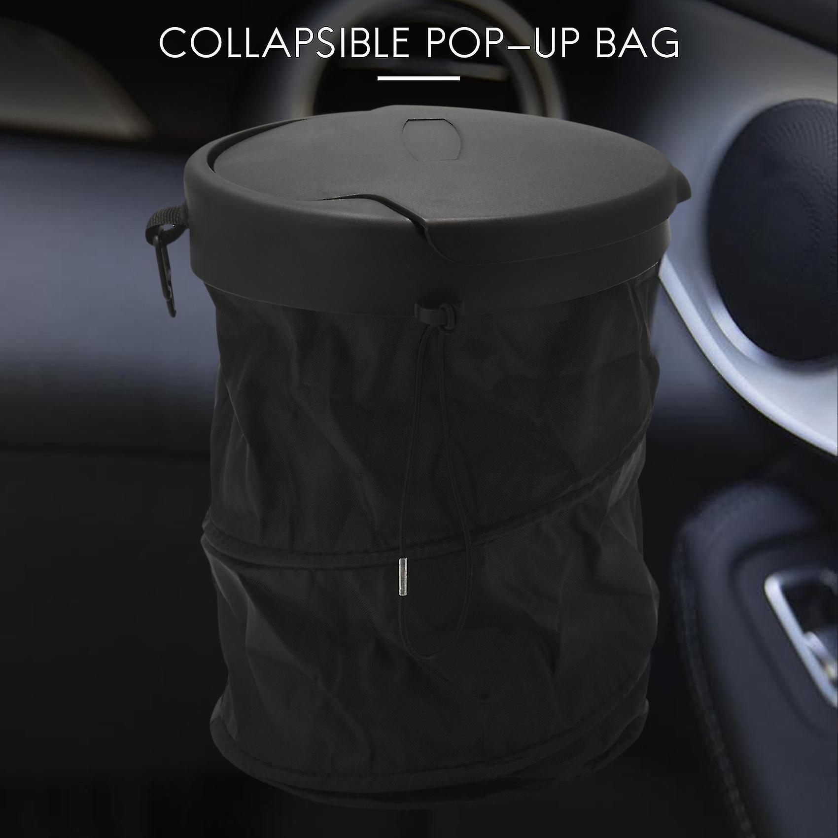 Car Trash Can Portable Garbage Bin Collapsible Pop-up Bag Waste Basket Bin Rubbish Bin Black