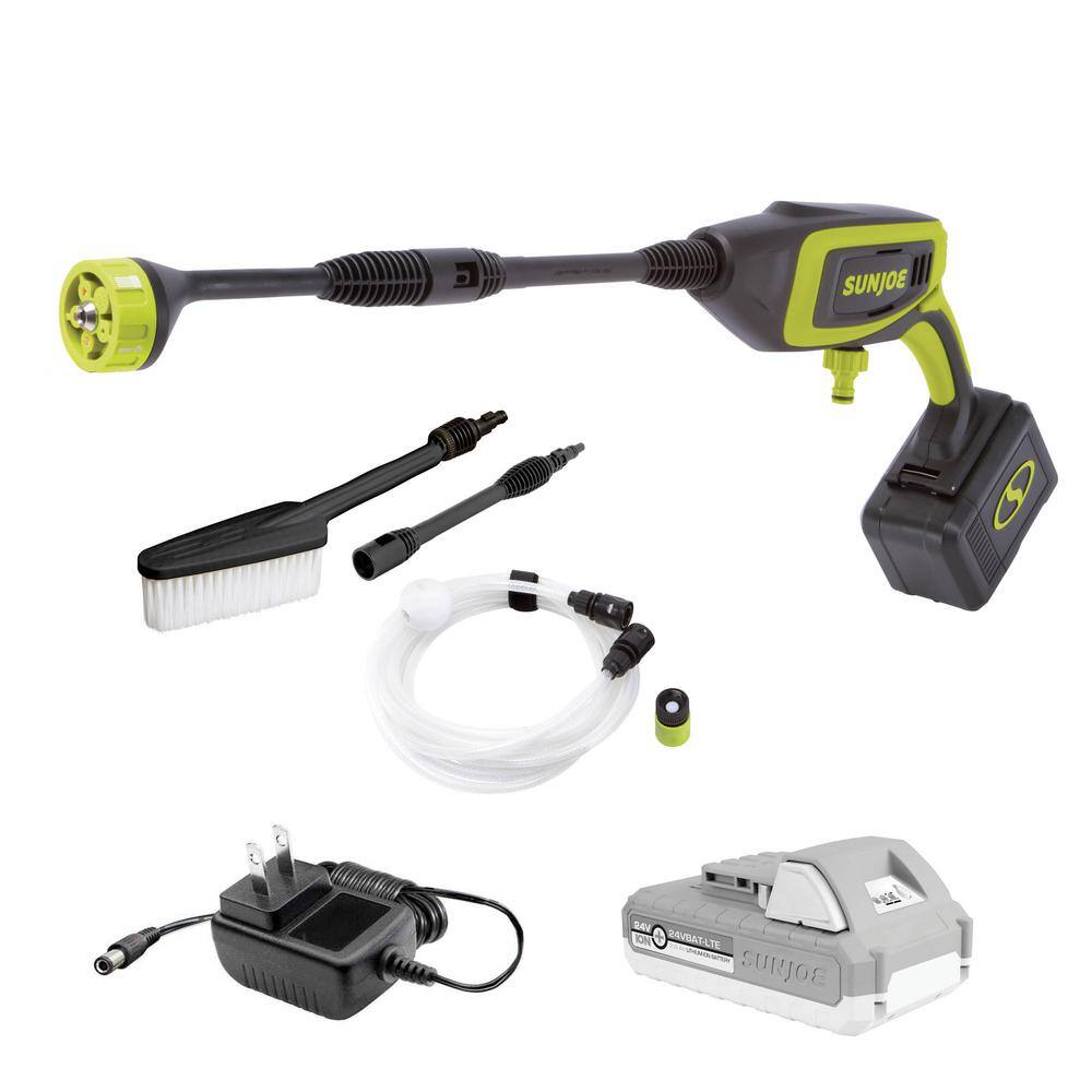 Sun Joe 24V 350 PSI Max 0.6 GPM Cold Water Electric Pressure Washer Kit with 2.0 Ah Battery Plus Charger 24V-PP350-LTE