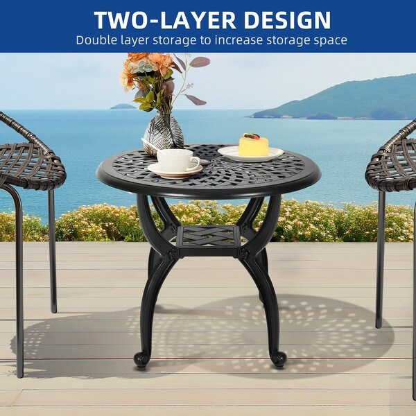 Moasis Outdoor Cast Aluminum Round Side Table Patio Bistro Coffee Table