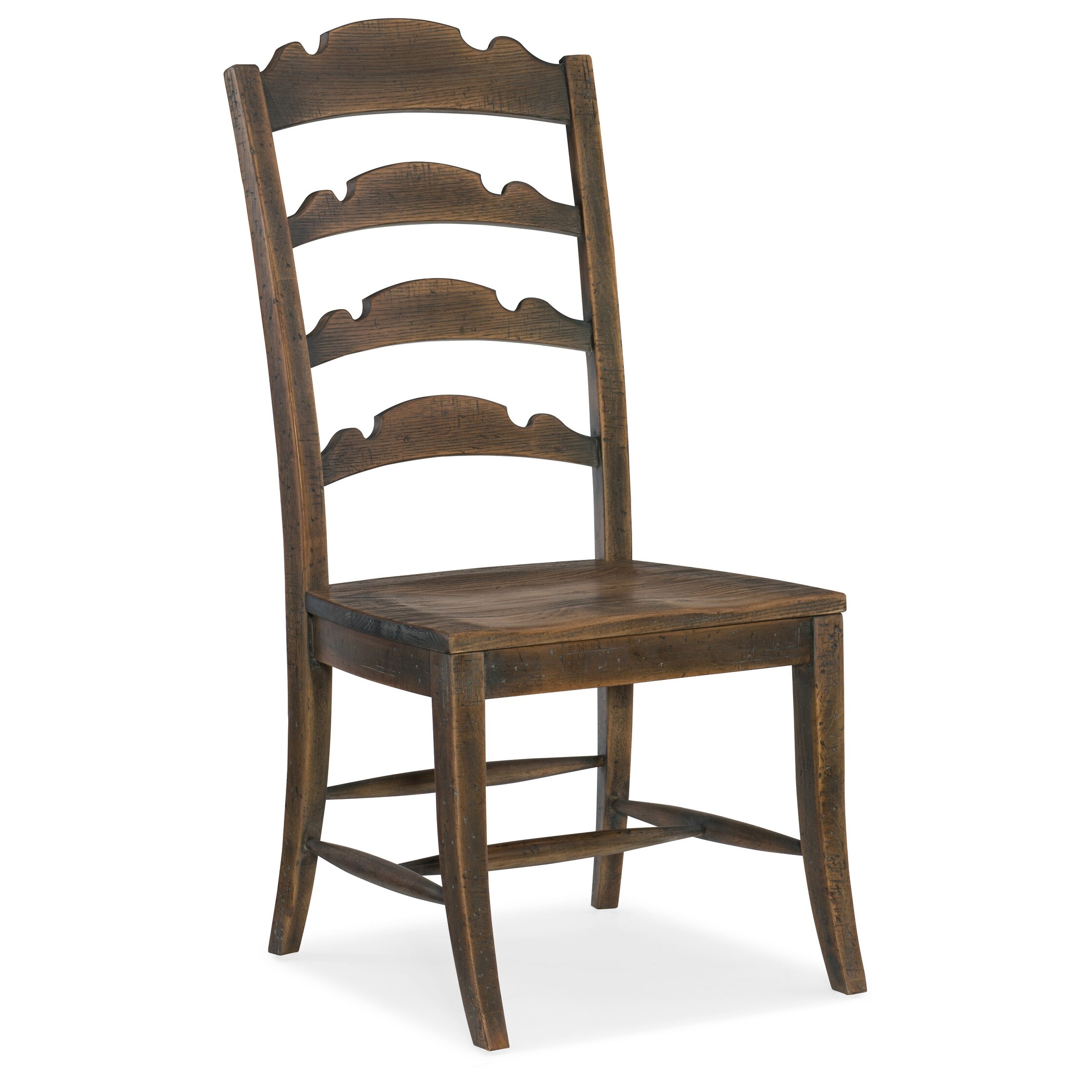 Hill Country Twin Sisters Ladderback Side Chair， Timeworn Saddle Brown - 21.25