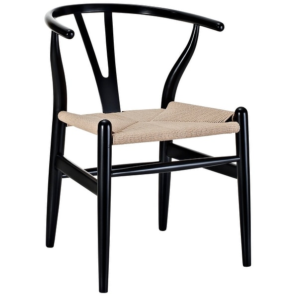 Novato Mid Century Modern Curved Black Wooden Arm Dining Chair