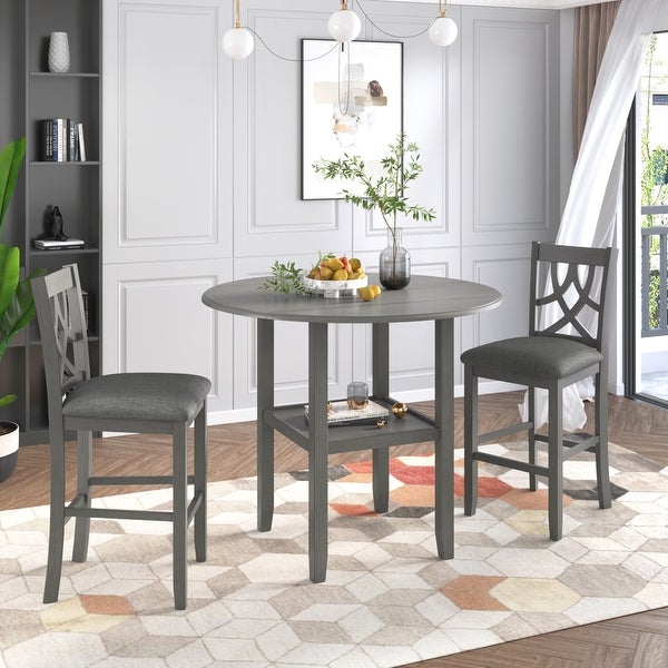 3 Piece Dining Table Set with Drop Leaf Table