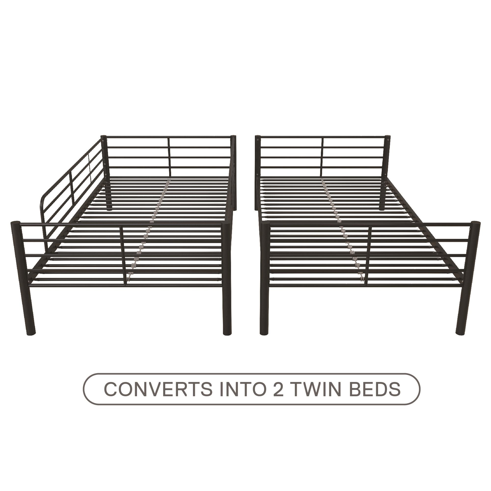 Mainstays Convertible Twin over Twin Metal Bunk Bed, Black