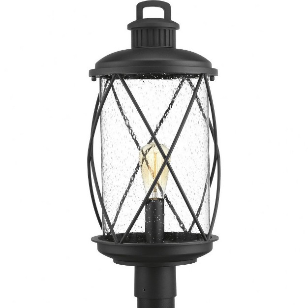 Progress Lighting Hollingsworth 1 light Outdoor Black Post Lantern With Clear Seeded Glass