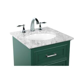 Simply Living 19 in. W x 19 in. D x 35 in. H Bath Vanity in Green with Carrara White Marble Top SL45057GN