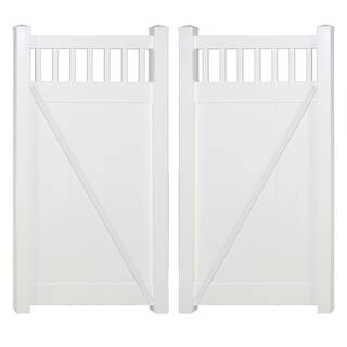 Weatherables Calgary 10.8 ft. W x 6 ft. H White Vinyl Privacy Double Fence Gate Kit DWPR-CT11.3-6X65