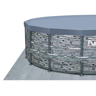 Funsicle 16 ft. Round 48 in. Deep Metal Frame Above Ground Pool Stone Slate P4W01648B