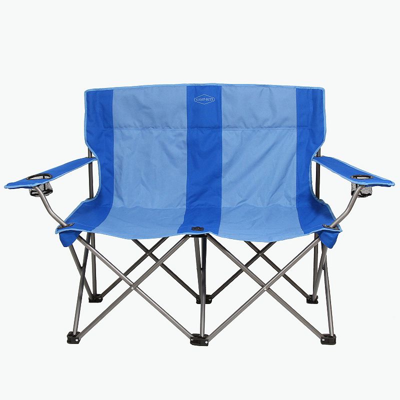 Kamp-rite Portable 2 Person Folding Outdoor Patio Camping Lawn Beach Chair， Blue