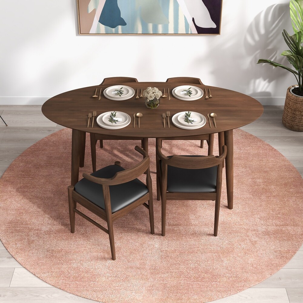 Rexus Modern Solid Wood Oval Dining Table and Chair Set Dining Room Furniture Set