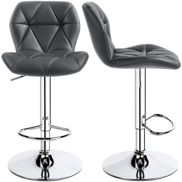 Yaheetech Adjustable Faux Leather Swivel Armless Bar Stool， Set of 2