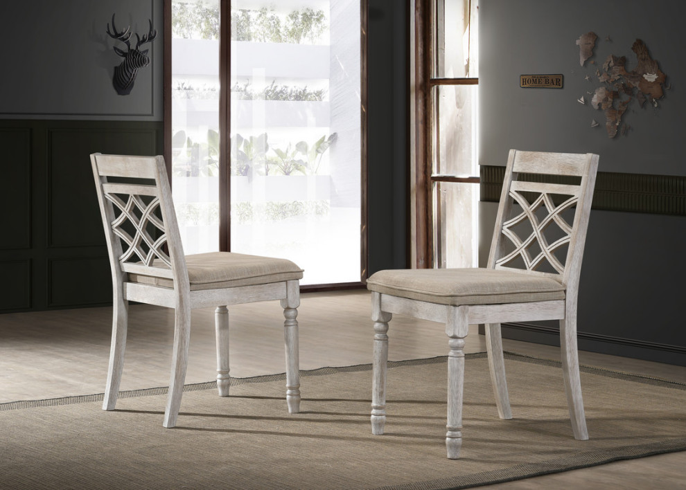 Havanna Off White 19 quotW Contemporary Fabric Chair With Cushion   Set of 2   French Country   Dining Chairs   by Lilola Home  Houzz