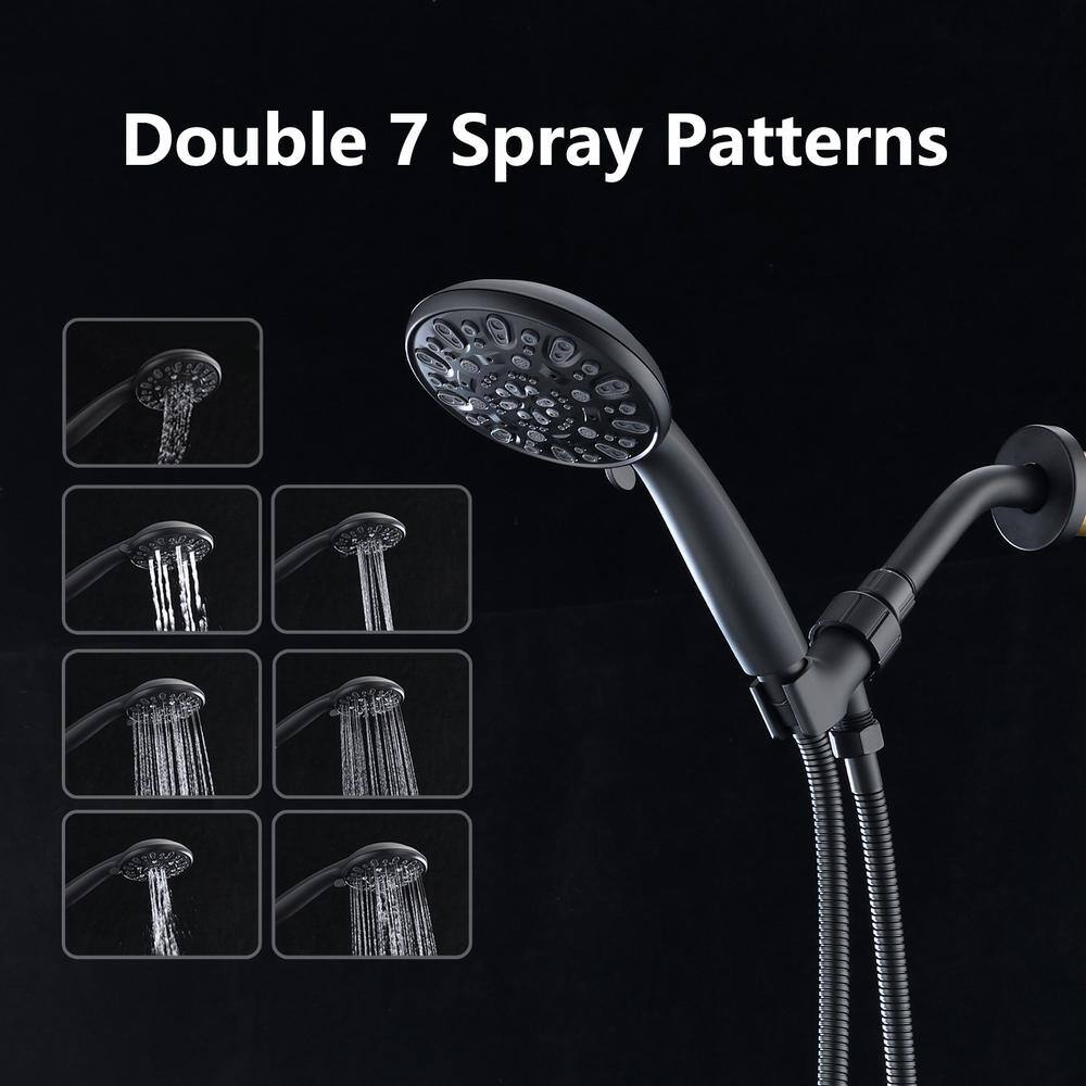 PROOX 7-Spray Patterns with 1.8 GPM 4.72 in. Wall Mount Handheld Shower Head in Matte Black PRBC012MB