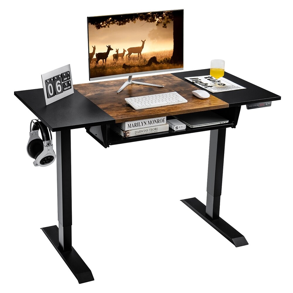 Costway 48'' Electric Sit to Stand Desk Adjustable Workstation w/