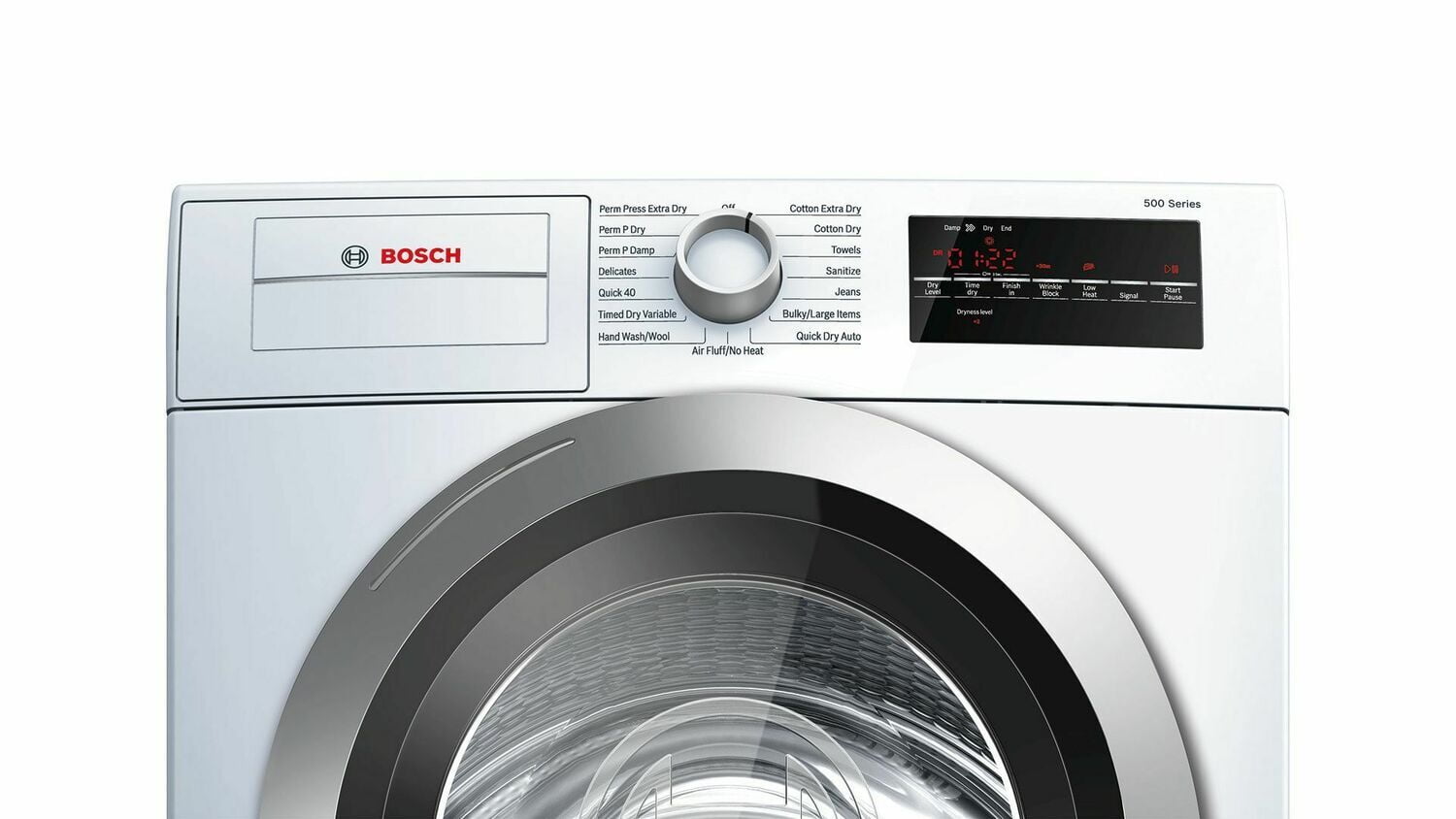 Bosch WTG86401UC 500 Series Cond. Dryer - 208/240V, Cap. 4.0 Cu.Ft., 15 Cyc.,65 Dba, Ss Drum, Silv. Rev./Door; Energy Star